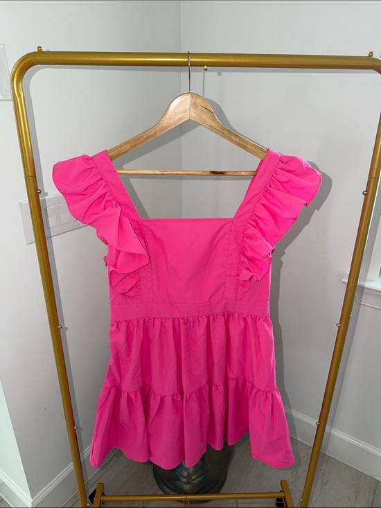 Dresses & Skirts - Ruffle Sleeve Tiered Casual Dress - Hot Pink